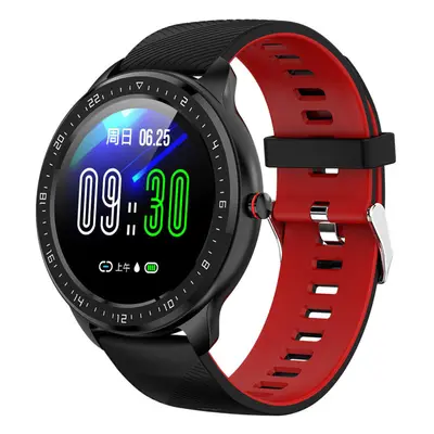 (Red) 1.3' Full Round Touch Screen Wristband Heart Rate Blood Pressure Monitor Multiple Dial Cam