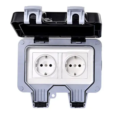 (B) Outdoor Wall Single Double Socket Waterproof Box Dustproof Plug Socket Box 250V