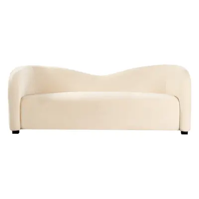 Curved Velvet Sofa Off-White VELTADA