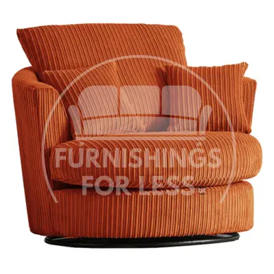 (Orange, Swivel Chair) Luxor Scatter Back Colourful Cord Sofa Range