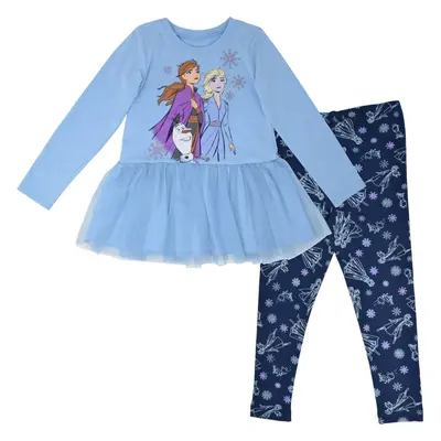 Disney Frozen Elsa Anna Little Girls Long Sleeve Graphic T-Shirt & Leg