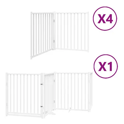 (white, x x cm/ pcs) vidaXL Dog Gate with Door Foldable Panels Dog Fence Gate White Poplar Wood