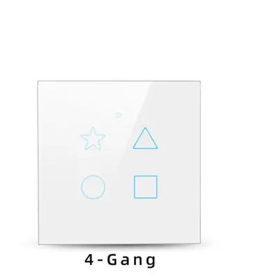 (White-4 Way) Smart Wall Light Switch LCD Touch Screen Tuya WiFi And 433Mhz Universal Remote Con