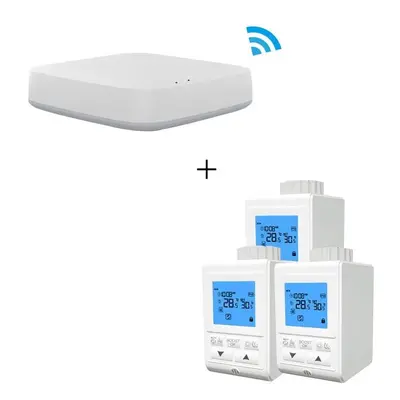 Smart Wireless Gateway HUB+3pcs Thermostat Heater Temperature Controller TRV Thermostatic Radiat