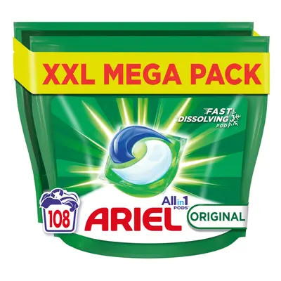 Ariel All-in-1 PODS Original Washing Liquid Laundry Detergent Tablets/Capsules, Washes (54 x 2),