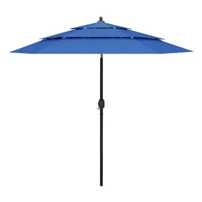 vidaXL 3-Tier Parasol with Aluminium Pole Azure Blue Patio Sunshade Cover