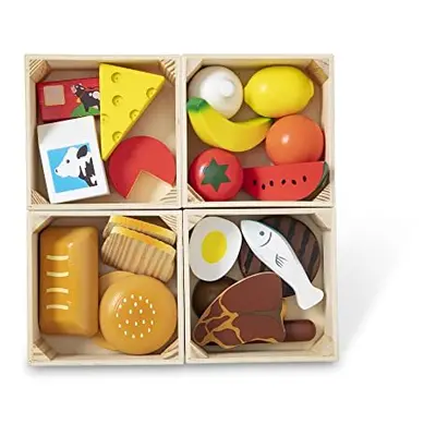 Food Groups - Pretend Play, Hand-Painted Wooden Pieces and Crates