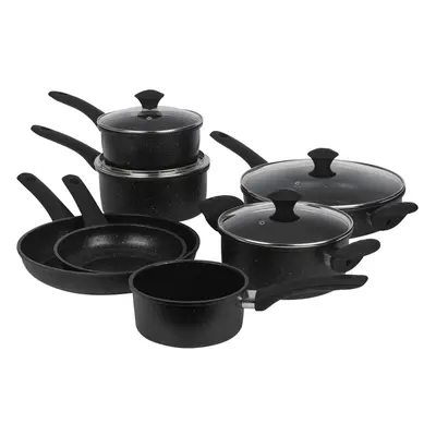 7 Pcs Forged Carbon Casserole Pot Saucepans Frying Pans Cooking Set