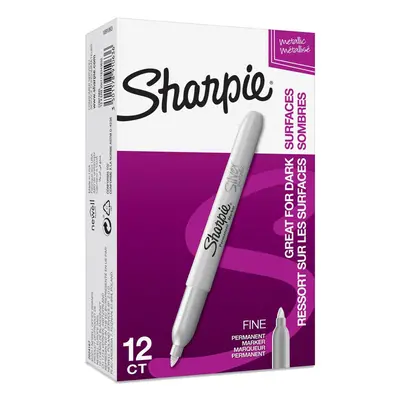 Sharpie Metallic Permanent Markers, Fine Point, Silver, Box of