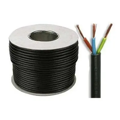 3183Y 1.0mm_ Black Core Round PVC Flexible Cable, Amps, 50m