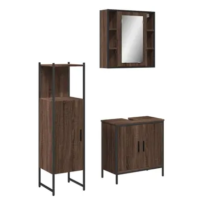 vidaXL Bathroom Cabinet Set Piece Sink Cabinet Brown Oak Engineered Wood