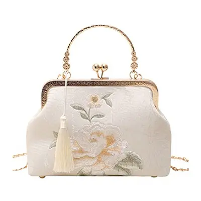 YeBon Retro Shoulder Chain Messenger Clutch Chinese Style Crane Embroidered Jacquard Women's Eve