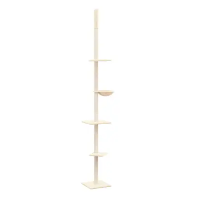 (cream) vidaXL Floor to Ceiling Cat Tree 263.5-289.5cm Cat Scratch Tower Multi Colours