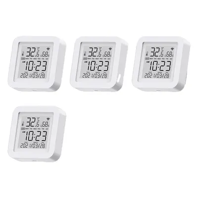 (4 Pcs) WIFI Wireless Temperature And Humidity Sensor Indoor Smart Digital Display Electronic Th