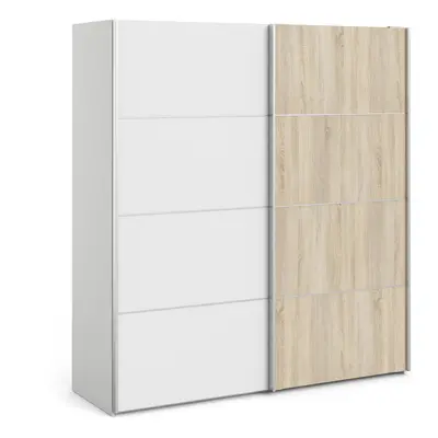 Sliding Wardrobe 180cm in White with White and Oak doors with Shelves