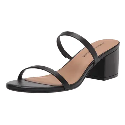 Amazon Essentials Women's Thin Two Strap Heeled Slide Black 5.5