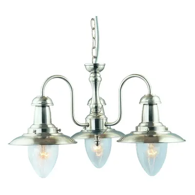 Satin Silver Finish Light Fitting With Seeded Glass