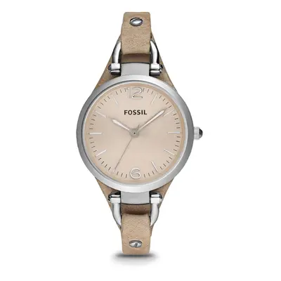 Fossil Women's Georgia Quartz Stainless Steel and Leather Three-Hand W