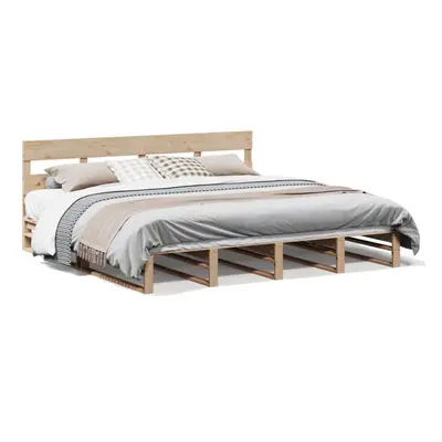 (natural, x cm) vidaXL Bed Frame with Headboard Mattress Foundation Bed Base Solid Wood Pine