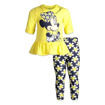 Disney Minnie Mouse Floral Big Girls Peplum T-Shirt and Leggings Outfi