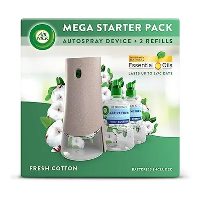 Air Wick Aerosol-Free Automatic Air Freshener Spray Starter Kit, Fresh Cotton, gadget, Refills &