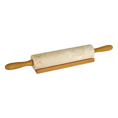 Champagne Marble Rolling Pin With Wooden Handles & Stand