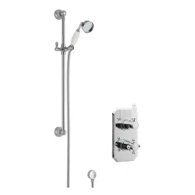 Traditional Concealed Twin Valve & Slide Rail Shower Set - Chrome/White - Balterley