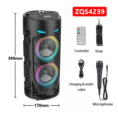 (a-ZQS4239 30W) 30W Wireless Portable Sound Column High Power Stereo Subwoofer Bass Party Speake