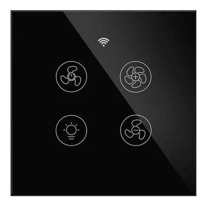 Black WiFi+RF EU Smart Ceiling Fan Light Switch 2/3 Way Control Smart Life/Tuya APP RF Remote Sp