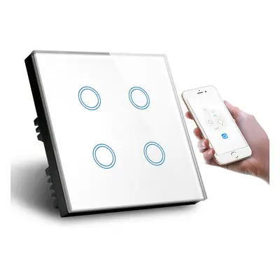 (White) WiFi Smart Light Switch Touch Screen Gang Alexa Voice Control Wall Wifi Tuya Switch 1000