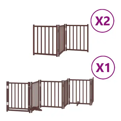 (brown, x x cm/ pcs) vidaXL Dog Gate with Door Foldable Panels Dog Fence Gate White Poplar Wood