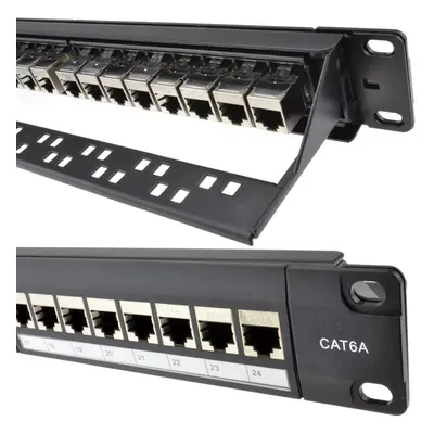 kenable Port RJ45 CAT6A SHIELDED Through Coupler Patch Panel with Back Bar