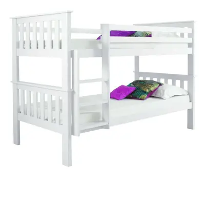 (White) Single Sleeper Bunk Bed Wooden Children's Bunk Bed Can be set up as single beds