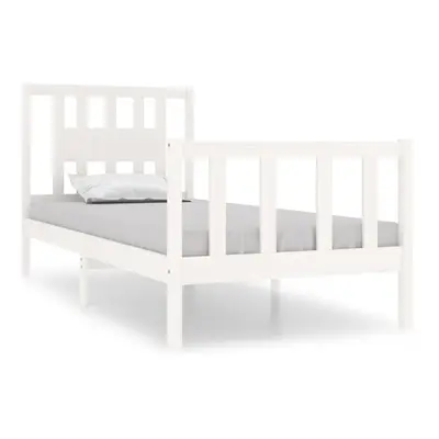 (white, x cm) vidaXL Bed Frame with Headboard Solid Wood Pine Bed Base Mattress Foundation