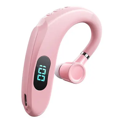 (Pink) Business Wireless Bluetooth Headset With Digital Display Earpiece Sports Ear Hook Headset