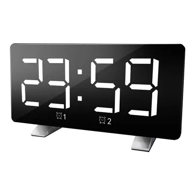 (White) Polyphonic Double Alarm Clock LED Large Screen Display Electronic Clock