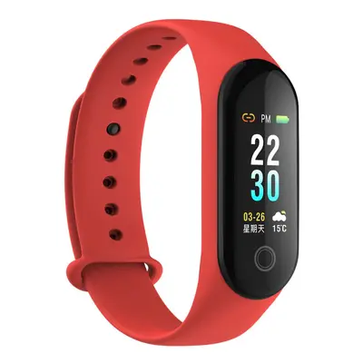 (Red) Color Display Anti-lost Design Smart Watch Real Time Blood Pressure Monitor Wristband