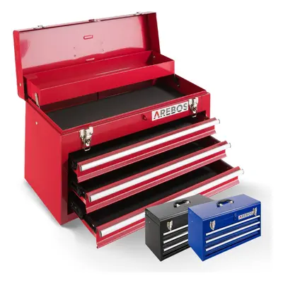 AREBOS Tool Chest with drawers & storage compartments | carrying handle & Lockable| Metal Tool S