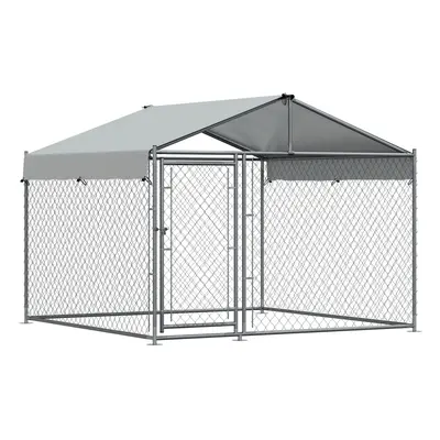 Galvanised Steel Dog Kennel with Roof Cover & Chain Link Fencing x x 1.5m