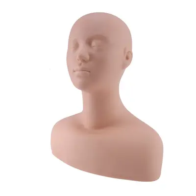 Professional Head Shoulder Exercise Bone Silicone Manikin For Makeup Extension Eyelash & Massage