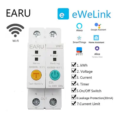 Smart WIFI Energy Circuit Breaker Meter Power Consumption kWh Meter Timer Switch Relay Voltmeter