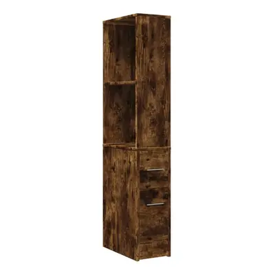 (smoked oak) vidaXL Narrow Bathroom Cupboard with Wheels Storage Cabinet Engineered Wood