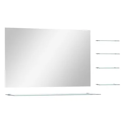 vidaXL Wall Mirror with Shelves Silver 100x60cm Bathroom Makeup Vanity Decor