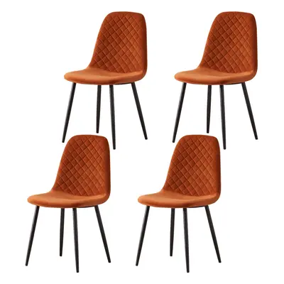 (Orange, 4) 2/4 x Dining Chairs Velvet Chair metal Legs office