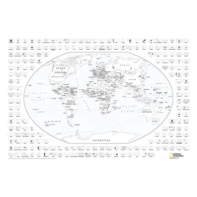 National Geographic: World Coloring Map & Flags - x inches - Rolled Poster