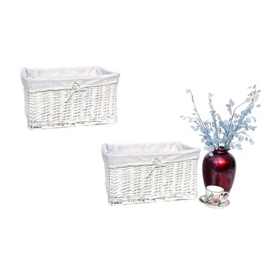 (White, Set of XLarge) Willow Wicker Wider Deep Nursery Storage Basket