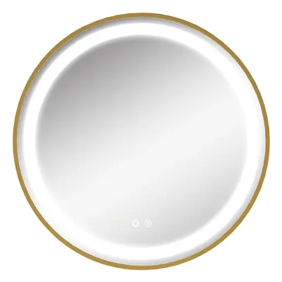 kleankin Wall Mounted LED Bathroom Mirror with Light Colours Time Display Gold