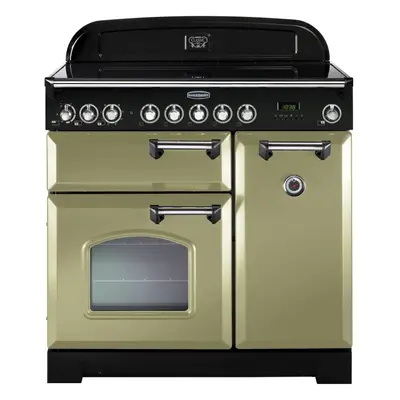 Rangemaster CDL90EIOG/C Classic Deluxe Olive Green with Chrome Trim 90cm Induction Range Cooker 