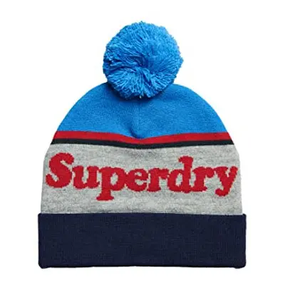 Superdry Women's Vintage Classic Logo Beanie Beret, New Royal/Red