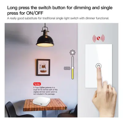 (1 Gang White) Dimming Switch Thyristor Stepless Dimming US Smart Switch Works with Alexa Google